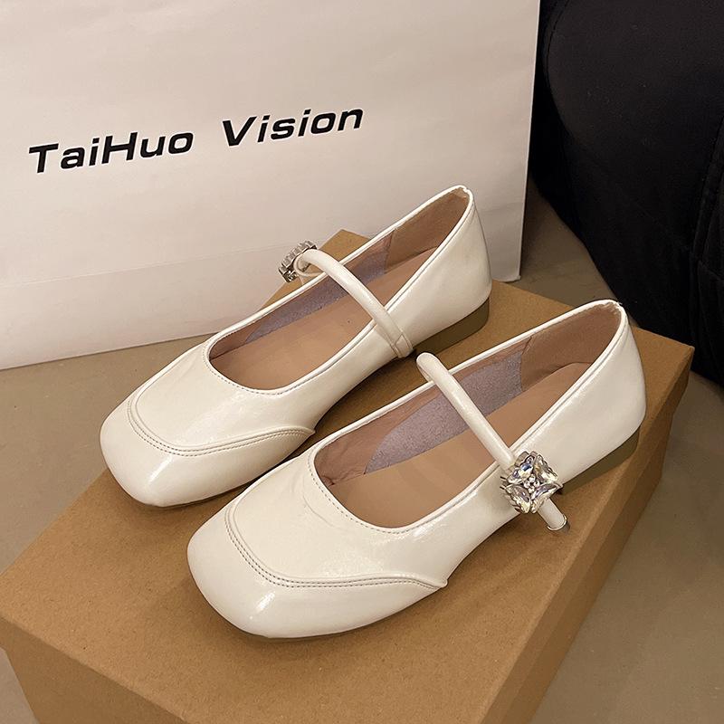 Silver Mary Jane Shallow Mouth Single Shoes Women's Spring New Soft-soled Beanie Shoes