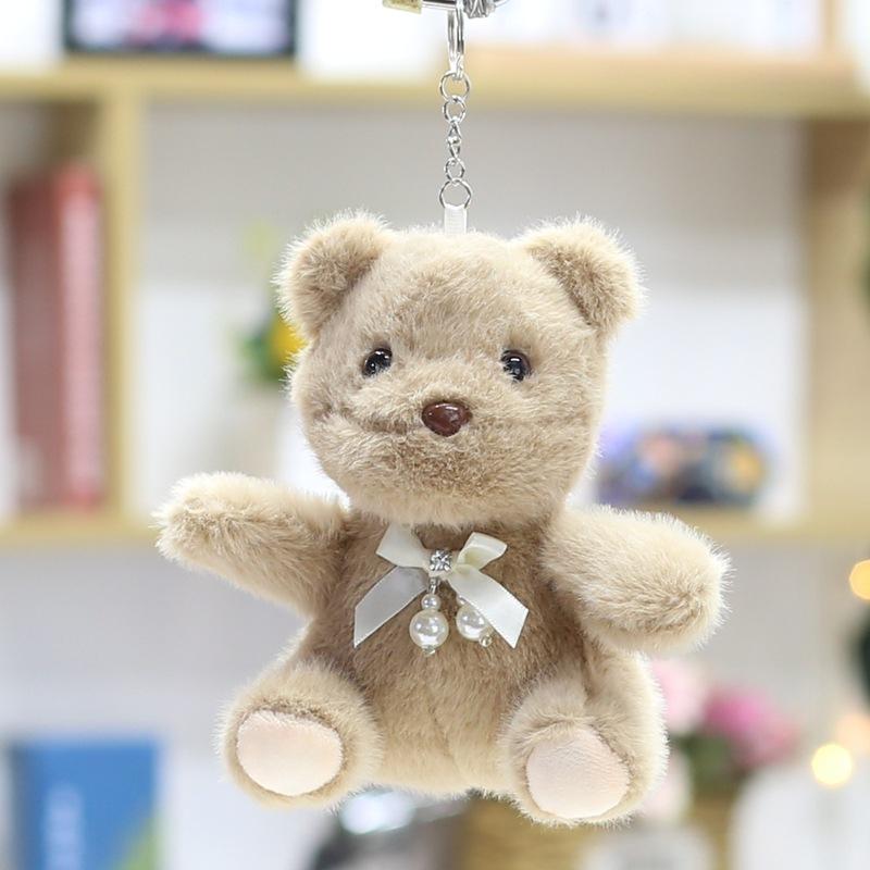 Flower Bear Pendant Cute Ribbon Bear Plush Toy Doll Bag Hanging Doll Keychain Doll