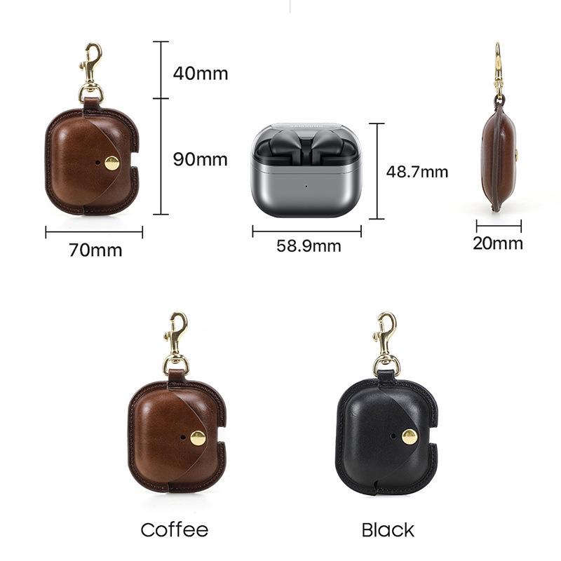Waxed Cowhide Protective Case for Samsung Galaxy Buds 3 – Full Coverage, Drop-proof.