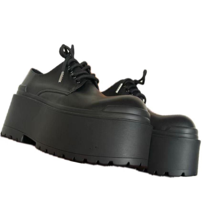 

Осінньо-зимові нові чоловічі подіумні моделі, платформа для збільшення зросту 10 см, персоналізовані дизайнерські повсякденні туфлі дербі 38 чорний