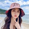 Fishing Hat Cotton Double-sided Embroidered Bear Pattern Sunshade Bucket Beach Hats