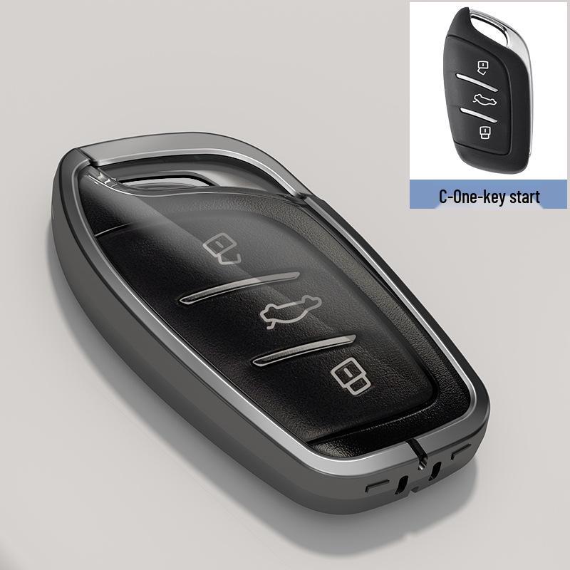 

Metal Key Shell Cover for Roewe RX5 16-20, RX3, RX8, i6, EI5 Transparent Black TPU