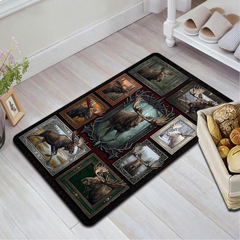 Moose Collection Pattern Rug Floor Mat for Living Room or Bedroom Soft and Comfortable Carpet a Gift for Birthday and Holiday.
