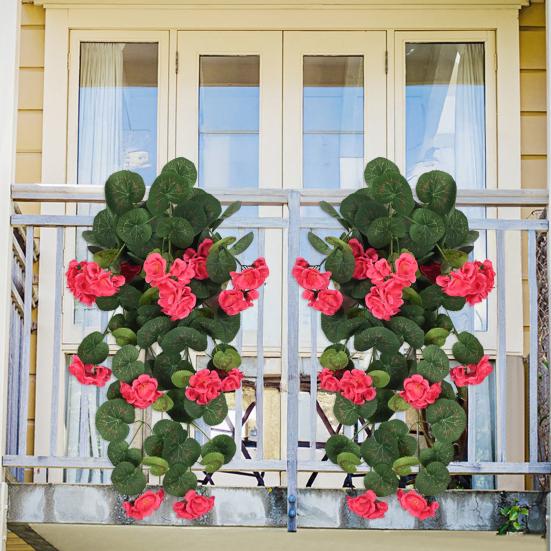 Hängende Künstliche Malus Spectabilis 11 Gabeln UV-Beständig Realistische Falsche Blume Hochzeitsparty Innen Außen Garten Wandbehang Kunstblume