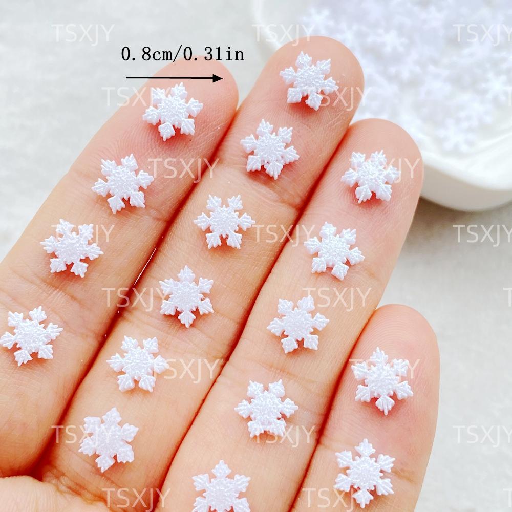 100pcs Resin Mini Cute Mini White Christmas Snowflakes Nail Art Flatback Rhinestone DIY Christmas Scrapbook Crafts