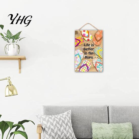 Porch Hanging Sign Summer Wooden Sign, Welcome Front Door Decor with Refresh Home Rope, Colorful Hanger for Seasonal Farmhouse Beach House Ready