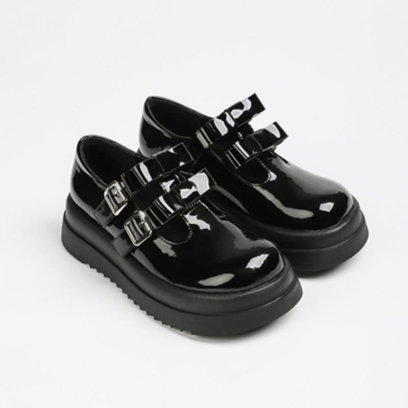 Platform Thick-soled Leather Shoes for Women New Style College Style Bowknot Cute Mary Jane Shoes Shallow Mouth Single Shoes