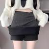 Korean Sequin Woolen High-Waist A-Line Skirt, Anti-Exposure, Autumn/Winter Style for Girls