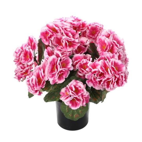 Artificial Geranium Flowers for Outdoors 13" Potted Fake Geraniums Bush UV Resistant Faux Silk Flower for Front Porch Garden Yard Patio Decor