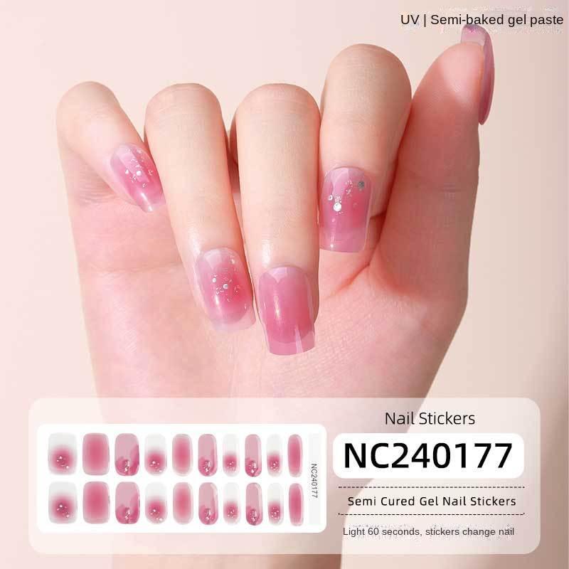 New Hot Stamping Laser Gel Nail Stickers French Nail Polish Glue Semi-cured Gel Nail Stickers