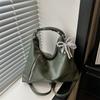 Casual Butterfly Knot Women's Backpack Lightweight Solid Color Tote Bag Soft Pu Crossbody Bag