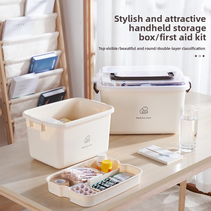 Medicine Box Large Capacity Multi-layer Home First Aid Kit Durable Portable Clear Classification Drug Storage for Family