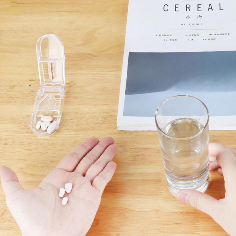Pill Cutter Box Portable Drug Box Tablet Cutter Splitter Medicine Pill Holder Pill Cutter Box