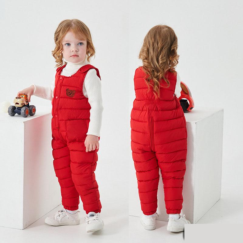 Pantaloni Invernali di Cotone per Bambini Salopette Calde Pantaloni Invernali Spessi Imbottiti in Piumino Salopette per Bambine Tuta Pantaloni