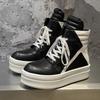 Fashion Street Style Casual Ankle Boots High Top Leather Shoes Fashion Thick Soled Motorcycle Boots Non Slip Outdoor Botas Thick Bottom