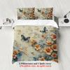 3Pcs Floral And Buttterfly Pattern Printed Bedding Set, 1*Duvet Cover+2*Pillowcase, Polyester Soft Bedroom Decoration Bedding