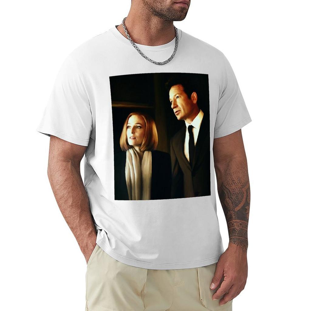 Mulder And Scully Oil Color Painting Tshirt No Iron Casual Short Sleeve Top