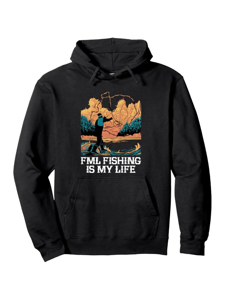 FML Fishing is My Life Father'S Day Gift - Navy Blue hoodie with "FML" Print