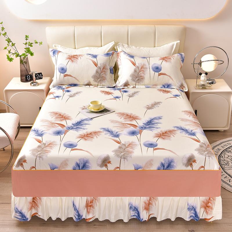 Home Textile Bedding Set Four Seasons Active Printing Double Multi-specification Multi-size Brushed Multi-color Bed Skirt