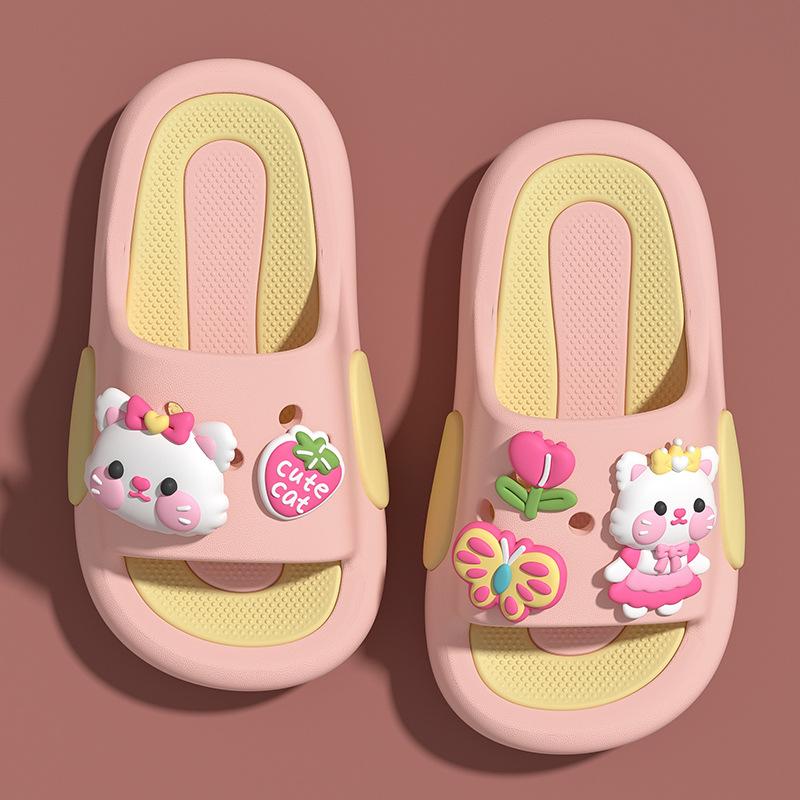 Cute Kitten Cute Fun Cartoon Children's Slippers Girls Summer Indoor Home Non-slip Middle and Older Children's Baby Sandals