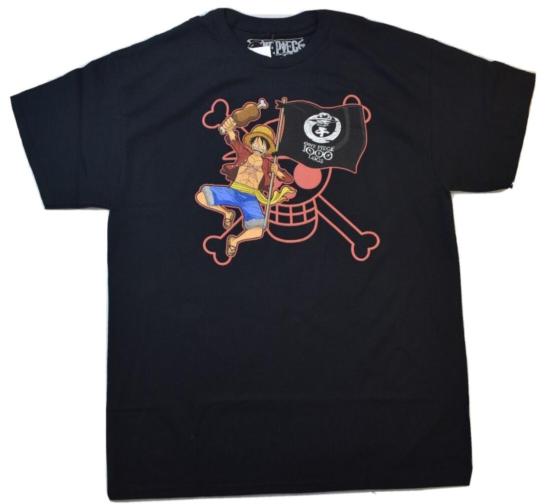 Ripple Junction One Piece Mens Monkey D. Luffy Red Skull Black Shirt NWT XL S