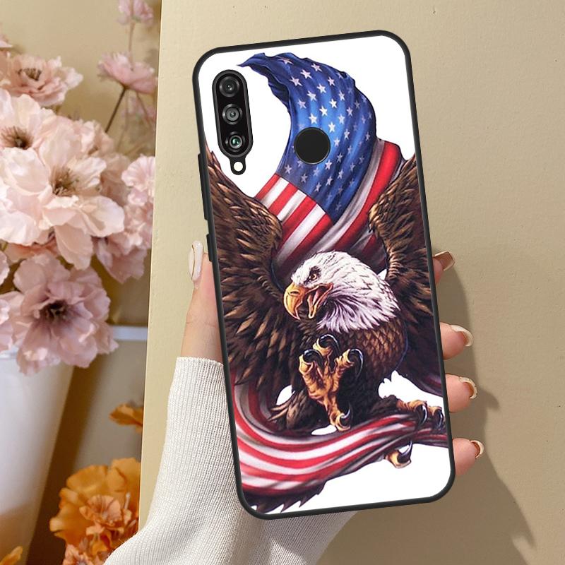 American USA Flag Eagle For Huawei Nova 10 SE 9 3i 7i 8i 11i 12i Y73 Y90 Y70 Y72 Y61 Y91 P60 Pro P40 P30 Lite Case