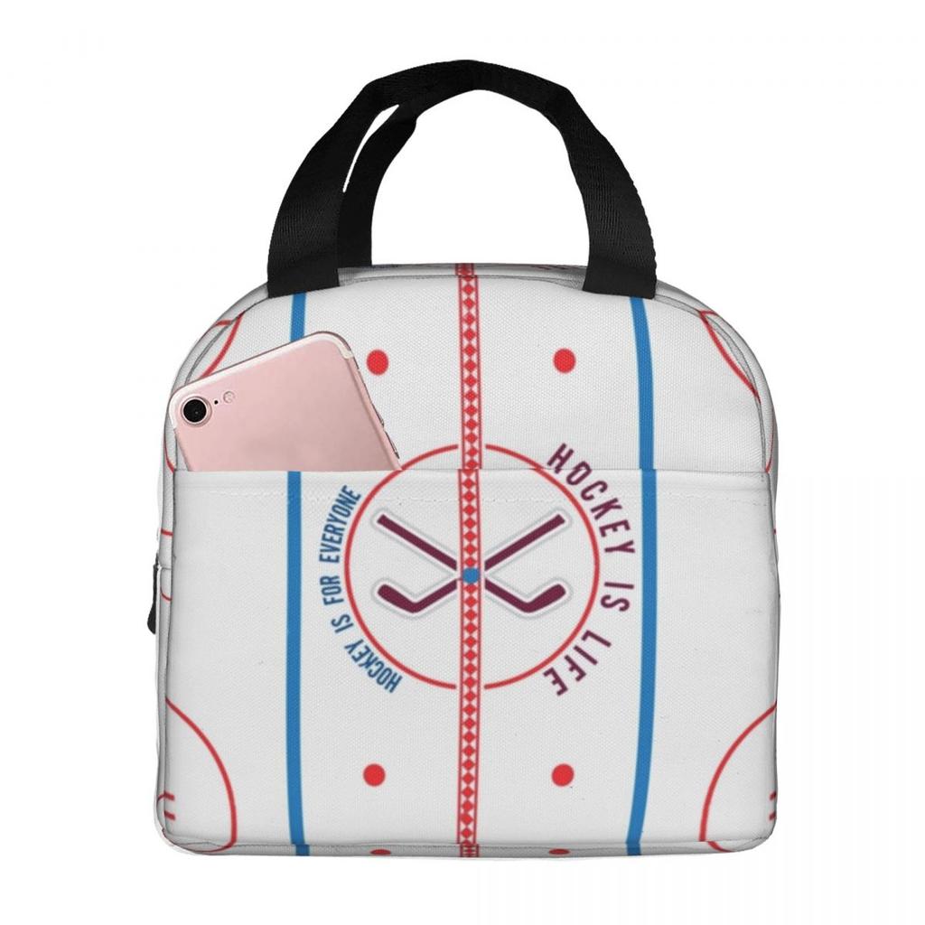 Hockey Is Life Rink Insulated Lunch Bag for Kids School Cooler Thermal Food Box Tote Portable Lunch Boxes Container