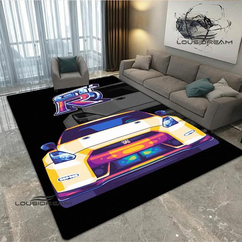 JDMs GTR Flag Car Pattern Carpet Decoration Room Home Outdoor Decor Racing Rug Non Slip Washable Game Style Floor Mat