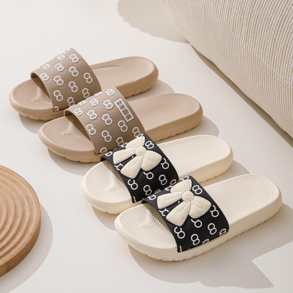 2025 New Fashionable Women's Bow Cool Slippers Can Be Worn Outside Non-slip Lightweight Men's Bathroom Slippers