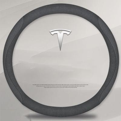 36-38 CM Suede Leather Car Steering Wheel Cover for Tesla Model 3 Y S X      2024 2025 2026 Accessories