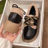 Winter new velvet thickened small cotton shoes retro thick-soled warm single shoes with skirts to increase the height of British style small leather 