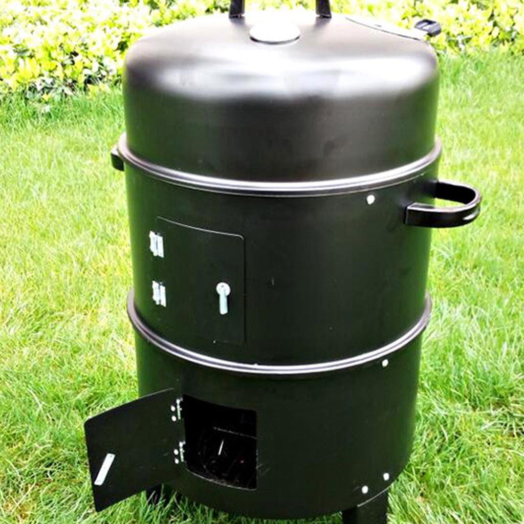 Vertical Charcoal Smoker 3 In 1 3 Layer Grill Barbecue Smoker BBQ Grill with Thermometer for Cooking