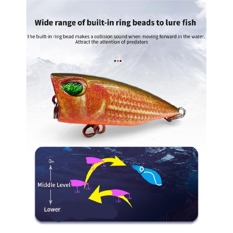 5 Pcs Floating Lures Popper Baits Fishing Artificial Hard Baits Popper Wobbler