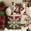 Soft Throw Cushion Case 2D Printed Snowman Pillow Cover Cartoon Cute Santa Pillow Cover  Car