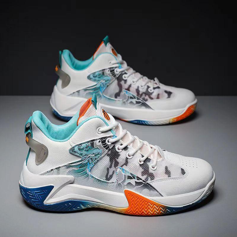 New Summer Men's Basketball Sports Shoes Breathable Mesh Lace-up Student Running Shoes Comfortable and Versatile