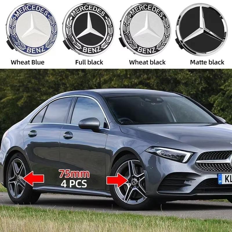 For Benz U44pcs 75mm Car Wheel Center Logo Hub Cap For Mercedes Benz W211 W205 W213 W203 C218 A207 CLA CLS E Class Accessories Key Ring