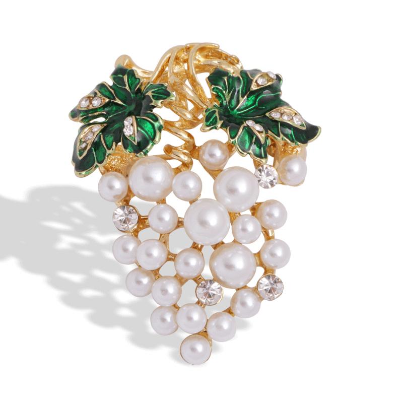 Pearl Fruit Brooch Grape Cherry Pin Drip Oil Corsage Pineapple Pomegranate Lotus Flower Mushroom Brooches