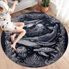 Sketch Truck Whale Poseidon Skeleton Round Area Rug,Carpet Rug for Living Room Bedroom Sofa Playroom Decor,Non-slip Floor Mat