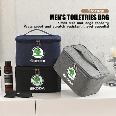 AAABR1 Große Kapazität Auto Logo Kulturtasche Reise Aufbewahrungsbox Auto Zubehör Für Fabia Kamiq Superb Scala Enyaq-iV MK3 VisionS