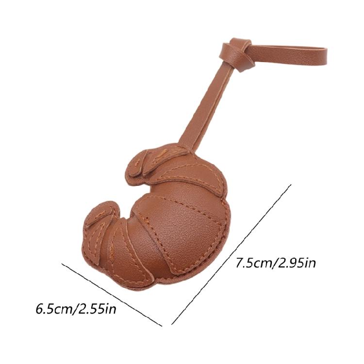Versatile Mini Croissant Keychain Leather Patch Decors Stylish Accent Keychain Ornament For Purses Rooms