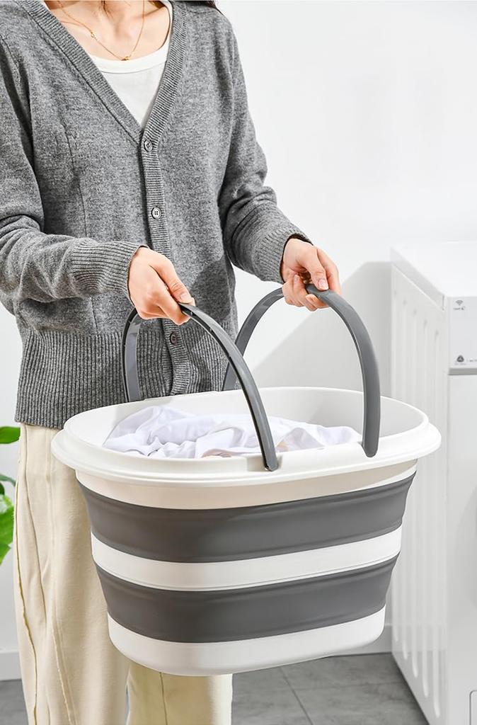 Gorocking Sammenleggbar Bøtte Stor Kapasitet Stilig Camping Klesvask Bilvask Fotbad Fiske 16L/28L (Blå, 28L)