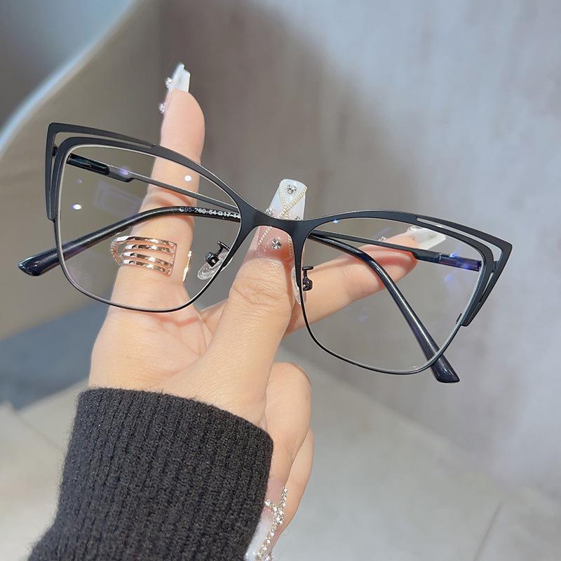 

Anti Blue Light Cat Eye Myopia Glasses Women Brand Designer Spring Hinge Pink Eyeglasses Metal Frame Fashion Nearsighted Glasses Myopia-200