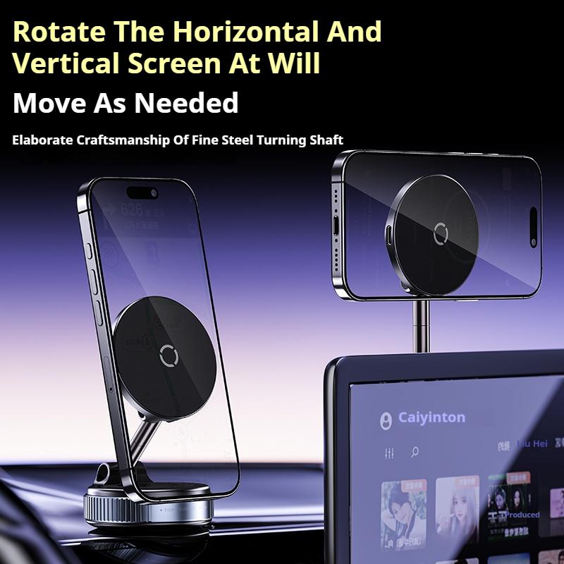 Wireless Charging Car Phone Stand Mechanical Vacuum Suction Cup Strong Magnetic Adsorption Bracket Navigation Universal Holder