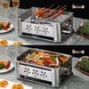 Extra Thick Stainless Steel Rectangular Charcoal Fish Grill and Warming Stove for Home Barbecue