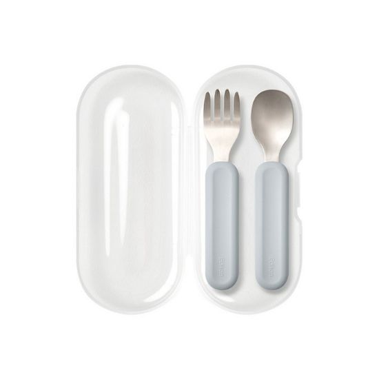 EDISON Easy-Grip Silicone Spoon & Fork Set with Case