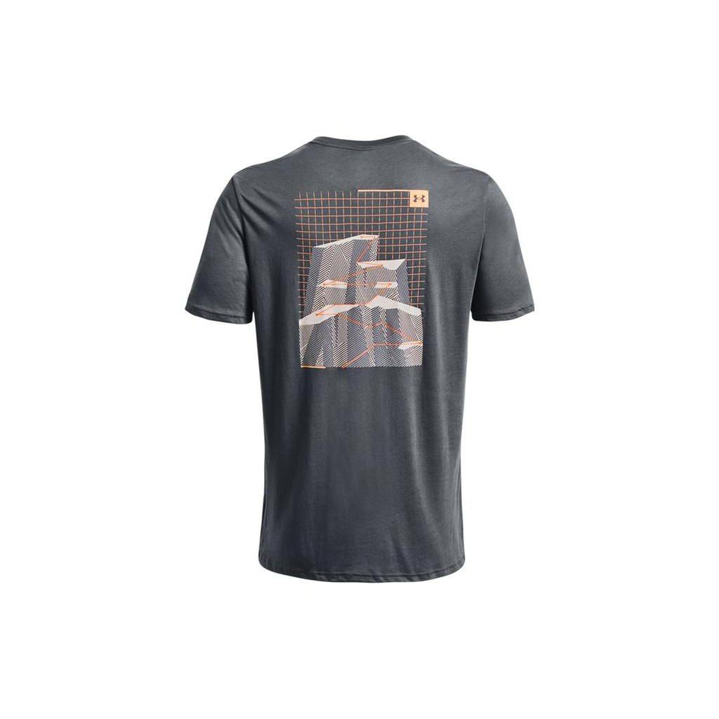 Under Armour Back Print Crew Neck Outdoor Sports Short Sleeve T-Shirt Men Tops Gray 1377559-012