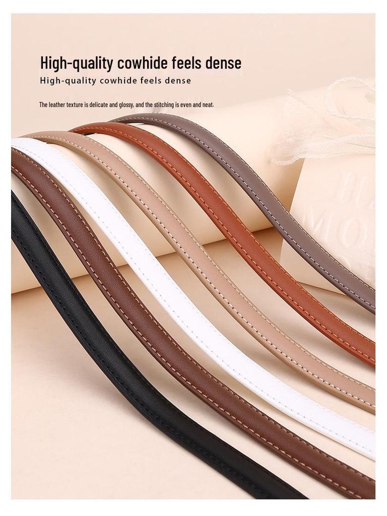 Women's Leather Belt with Rope Knot, H Buckle, Thin Waistband - 2026 Fashionable Accessory