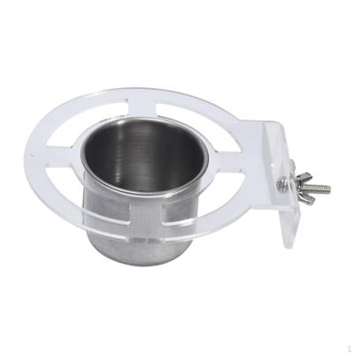 Tasses mangeoire pour oiseaux Support pour cage d'animal de compagnie Bols en acier inoxydable pour cage à oiseaux Poulailler Eau