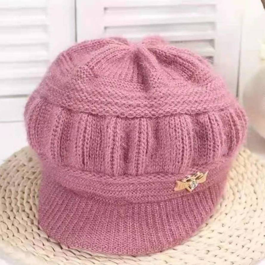 New Style of Women's Winter Woolen Knitted Hat with Fleece and Thickening, Mom Hat, Winter Hat
