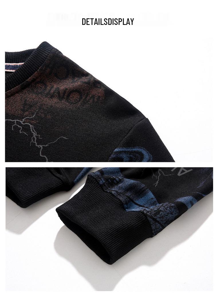 2020 Winter Plus Velvet Thickened Trendy Plus Size Men's Round Neck Sweatshirt